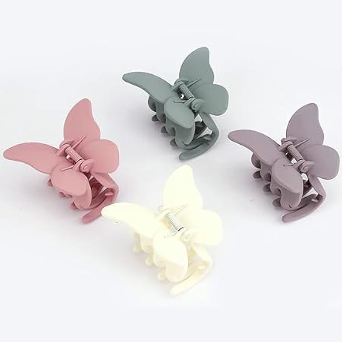 ChicAbode Butterfly Claw Clips for Women, 6.6cm Butterfly Hair Clips for Girls, 4 Pcs Butterflies Claw Clips for Thick Hair, Matte Cute Hair Claws, Hair Clamps Jaw Clips for Thin and Medium Hair Clips - Image 2
